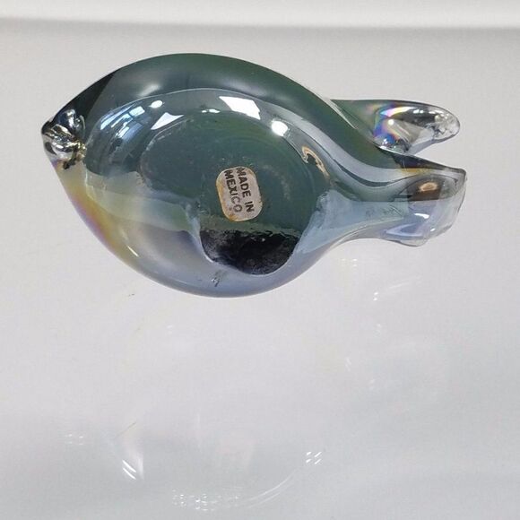 Iridescent Glass Pig Vintage Piggy Paperweight Carnival Art Glass Swine Figurine - Picture 4 of 6